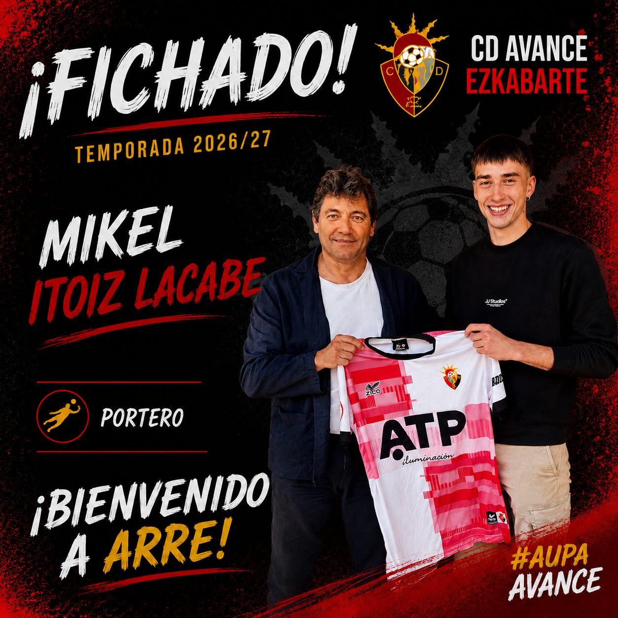 π¬ FICHAJE π¬
Mikel Itoiz Lacabe se incorpora al CD Avance Ezkabarte para la Temporada 2026/2027. El Txopo de Igeldea, portero con poderΓo, Γ‘gil bajo palos y seguridad en el Γ‘rea.
Bienvenido Itoiz!! Ongi etorri!!
πΌπͺπ₯π πΌπ«ππ£ππ!! π΄β«οΈ